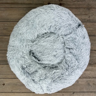 Super Soft Comfy Donut Grey Dog or Cat Bed Helps Pet Stress